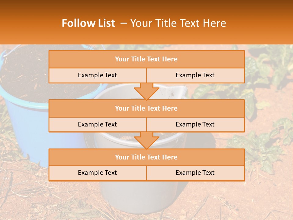 A Couple Of Buckets Filled With Dirt Next To Each Other PowerPoint Template