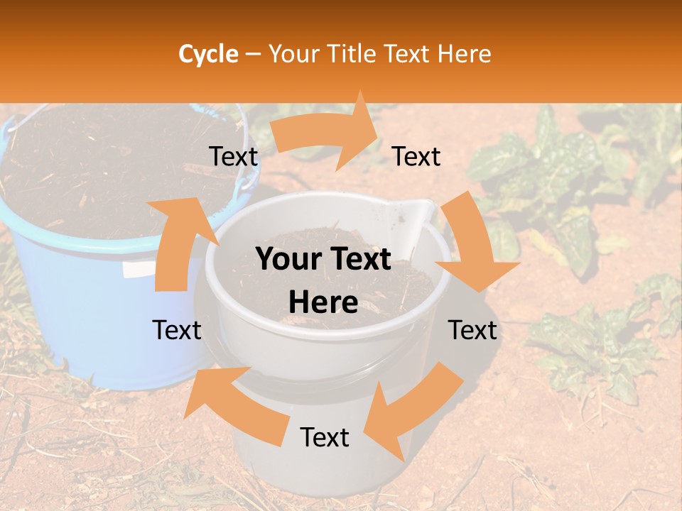 A Couple Of Buckets Filled With Dirt Next To Each Other PowerPoint Template