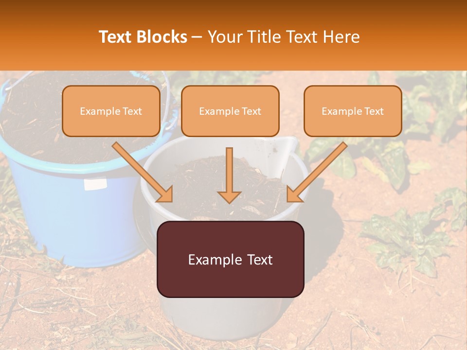 A Couple Of Buckets Filled With Dirt Next To Each Other PowerPoint Template