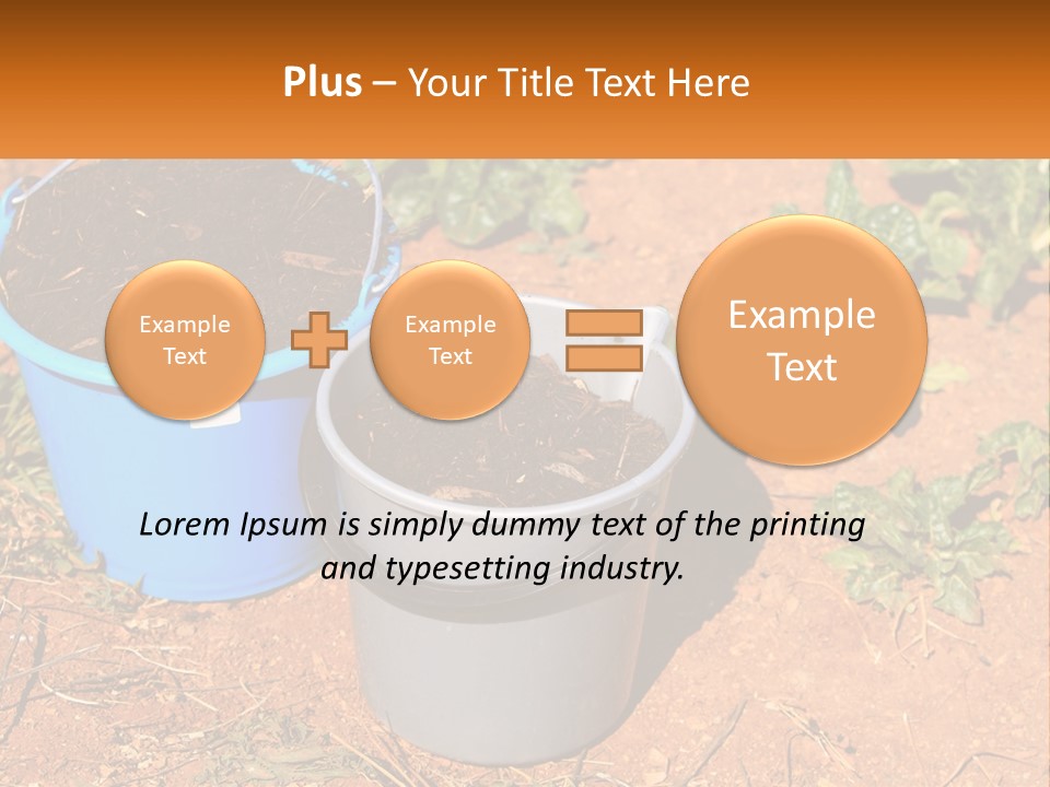 A Couple Of Buckets Filled With Dirt Next To Each Other PowerPoint Template