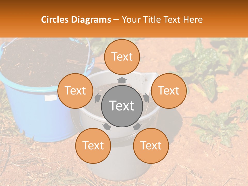 A Couple Of Buckets Filled With Dirt Next To Each Other PowerPoint Template