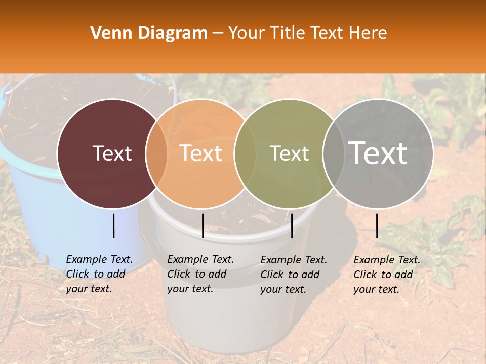 A Couple Of Buckets Filled With Dirt Next To Each Other PowerPoint Template