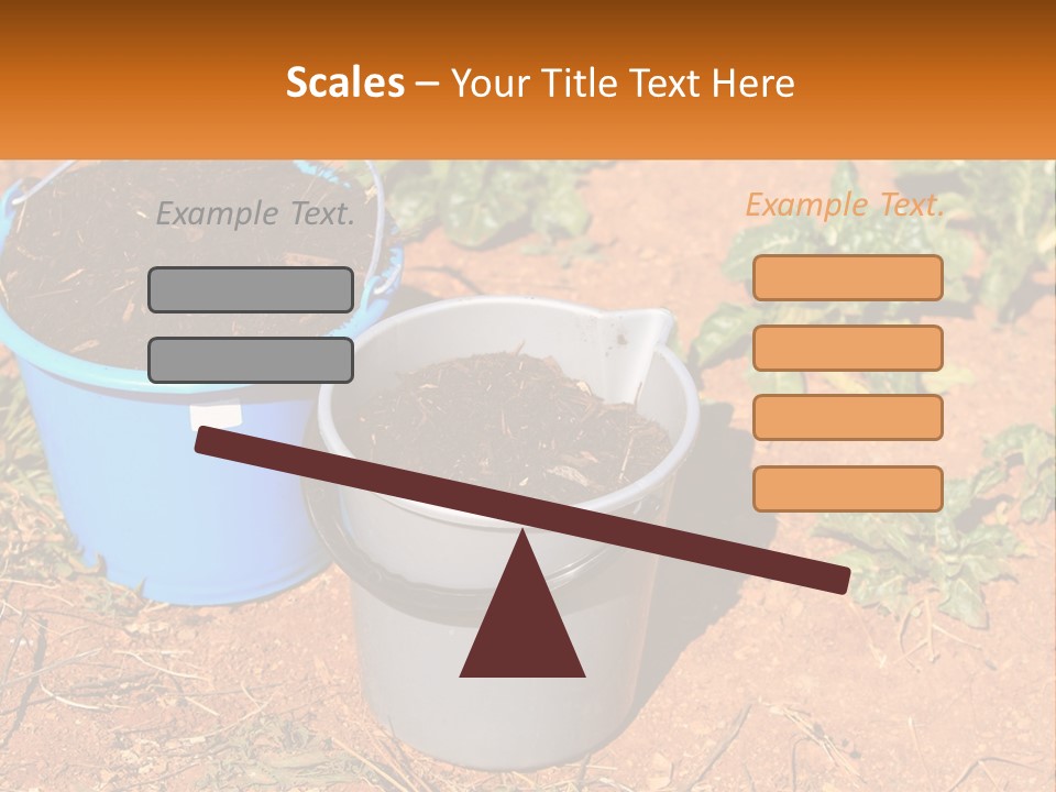 A Couple Of Buckets Filled With Dirt Next To Each Other PowerPoint Template