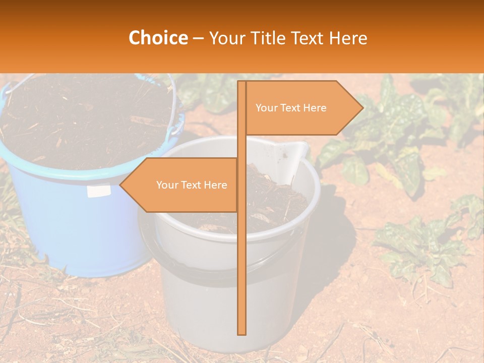 A Couple Of Buckets Filled With Dirt Next To Each Other PowerPoint Template