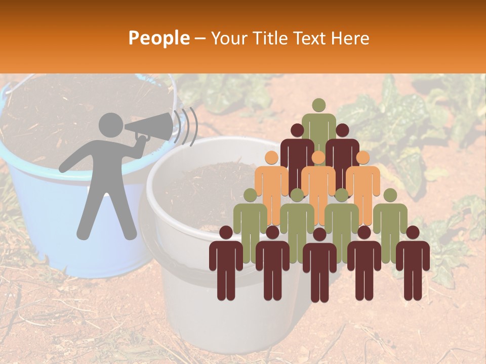 A Couple Of Buckets Filled With Dirt Next To Each Other PowerPoint Template