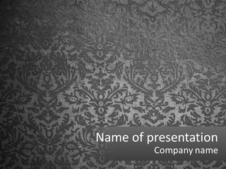 A Black And White Wallpaper With A Damask Pattern PowerPoint Template
