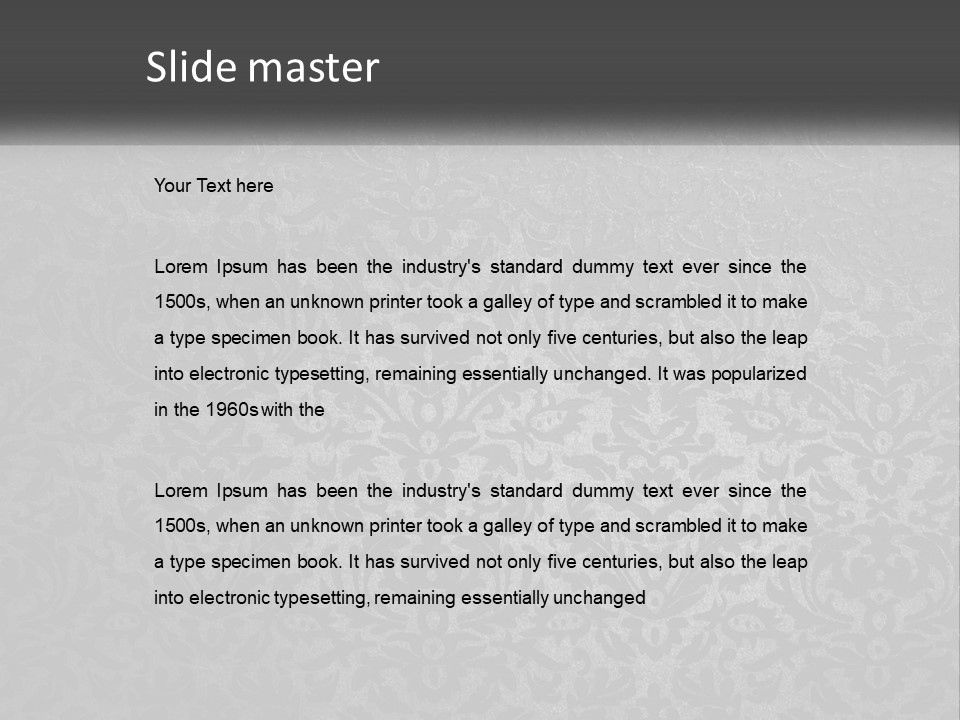 A Black And White Wallpaper With A Damask Pattern PowerPoint Template