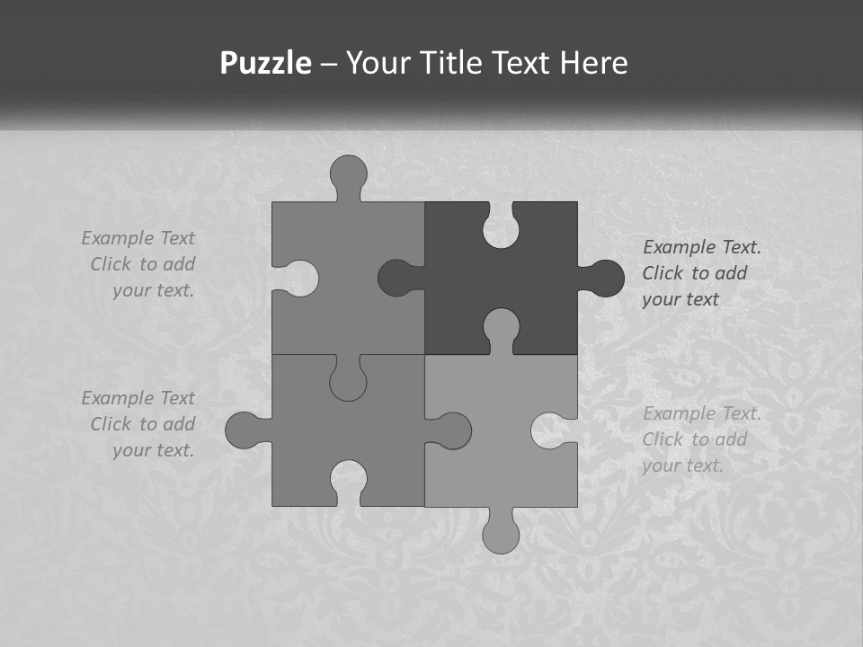 A Black And White Wallpaper With A Damask Pattern PowerPoint Template