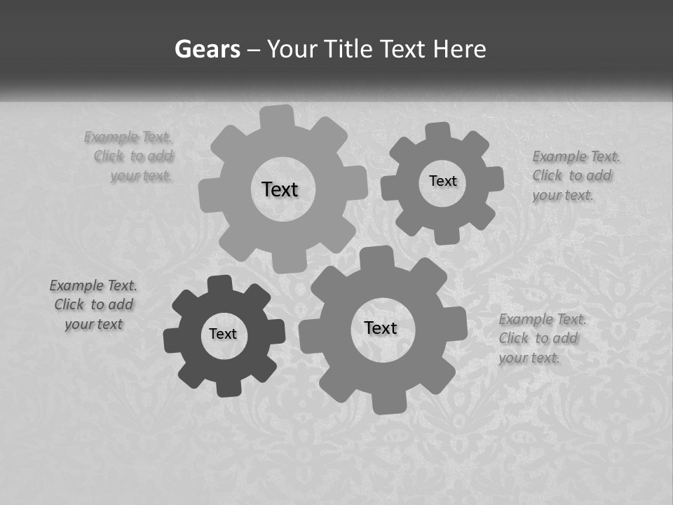 A Black And White Wallpaper With A Damask Pattern PowerPoint Template
