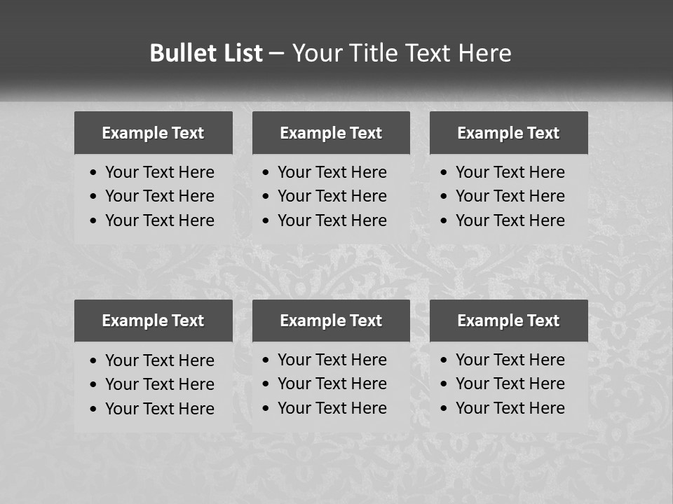 A Black And White Wallpaper With A Damask Pattern PowerPoint Template