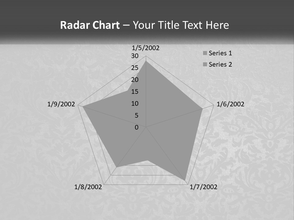 A Black And White Wallpaper With A Damask Pattern PowerPoint Template