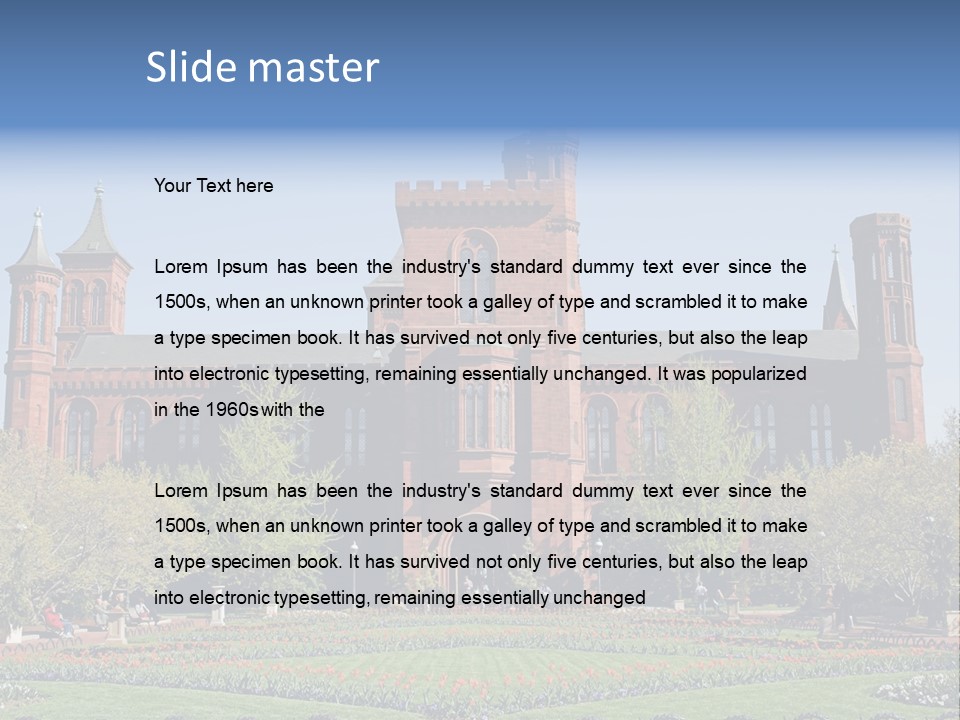 A Large Building With A Flag On Top Of It PowerPoint Template