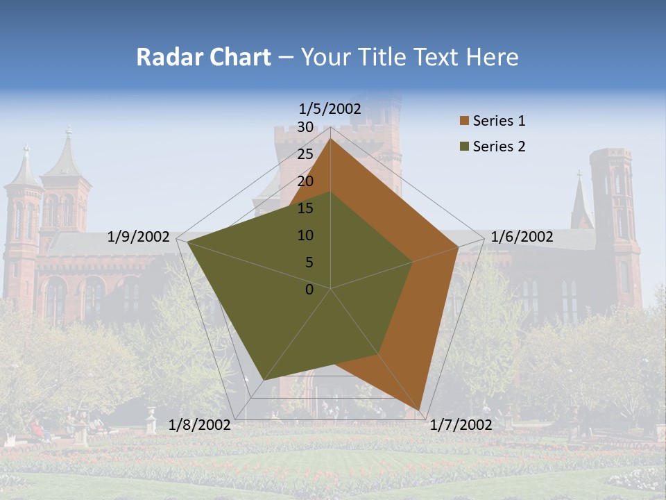 A Large Building With A Flag On Top Of It PowerPoint Template