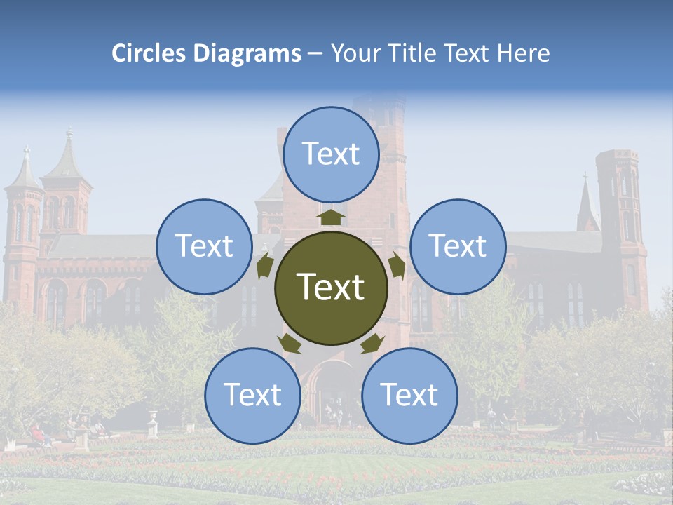 A Large Building With A Flag On Top Of It PowerPoint Template