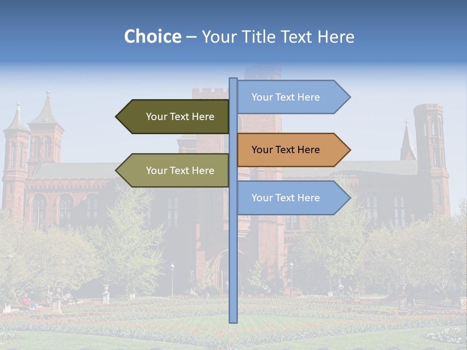 A Large Building With A Flag On Top Of It PowerPoint Template