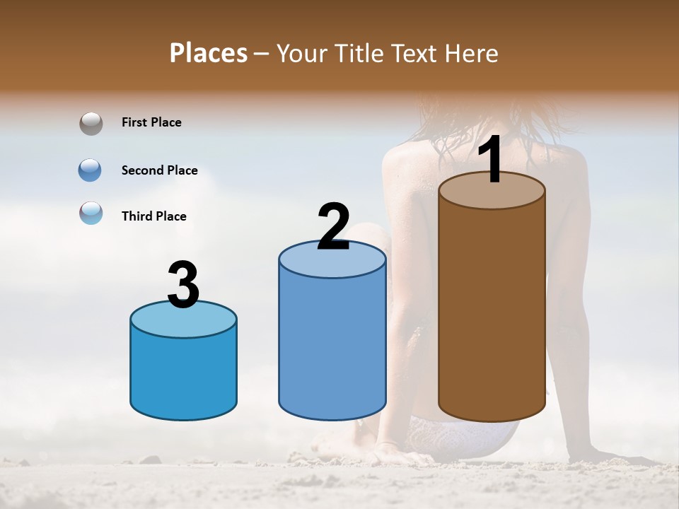 A Woman In A Bikini Sitting On The Beach PowerPoint Template