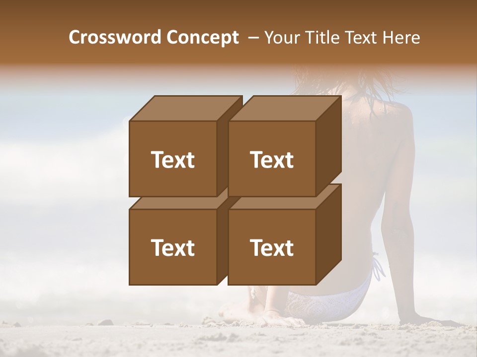 A Woman In A Bikini Sitting On The Beach PowerPoint Template