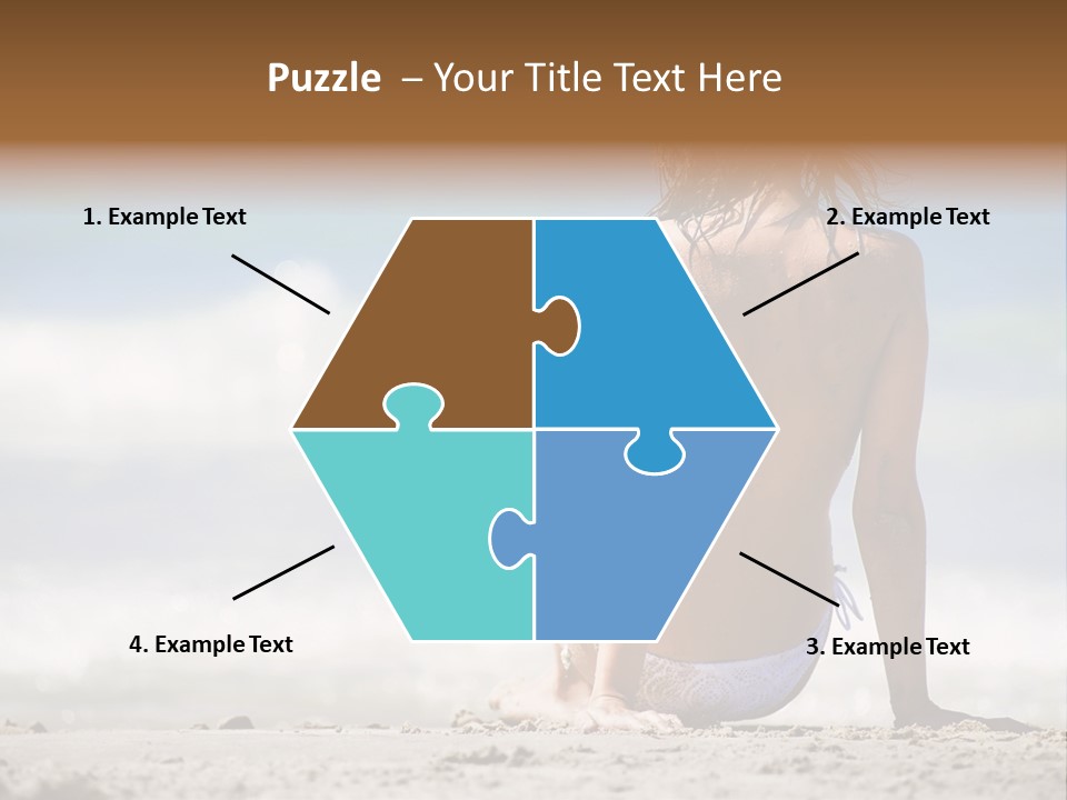 A Woman In A Bikini Sitting On The Beach PowerPoint Template