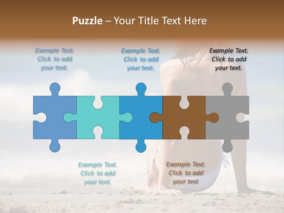 A Woman In A Bikini Sitting On The Beach PowerPoint Template