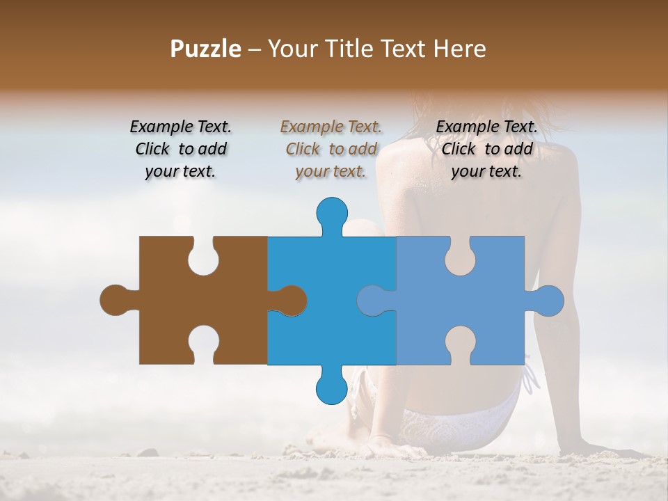 A Woman In A Bikini Sitting On The Beach PowerPoint Template