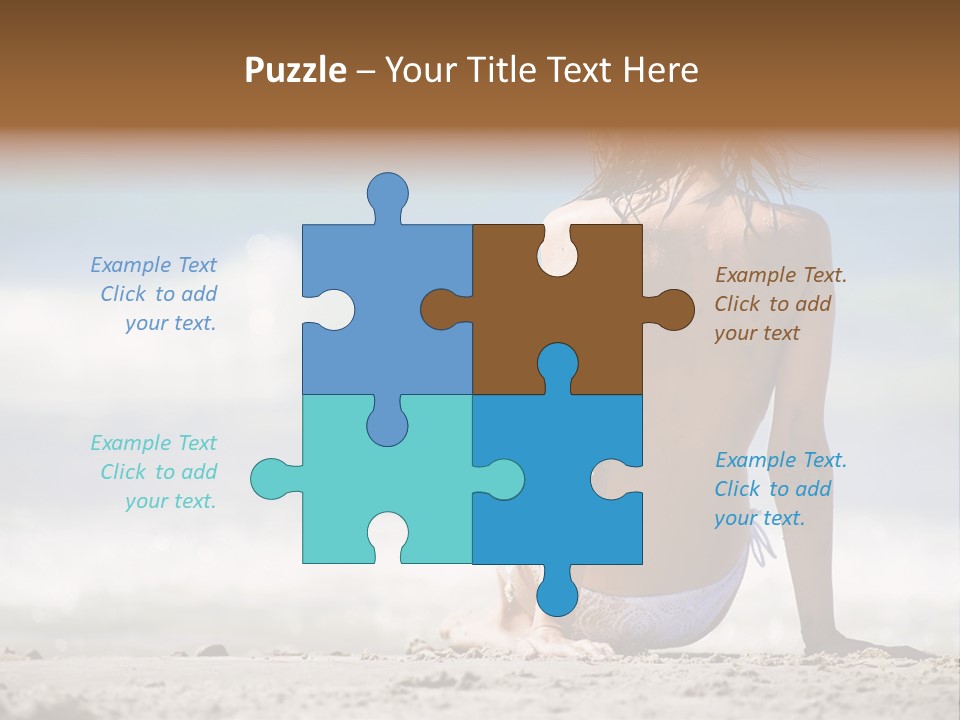 A Woman In A Bikini Sitting On The Beach PowerPoint Template