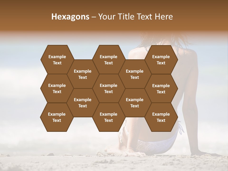 A Woman In A Bikini Sitting On The Beach PowerPoint Template