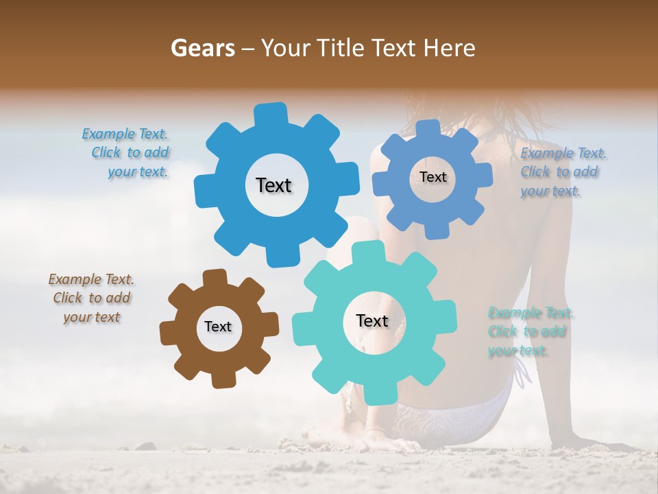 A Woman In A Bikini Sitting On The Beach PowerPoint Template