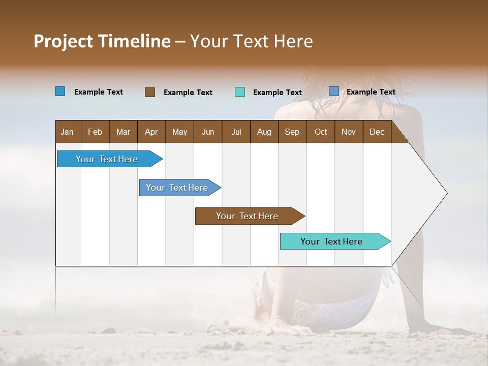 A Woman In A Bikini Sitting On The Beach PowerPoint Template