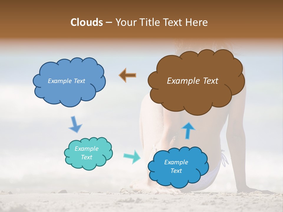 A Woman In A Bikini Sitting On The Beach PowerPoint Template