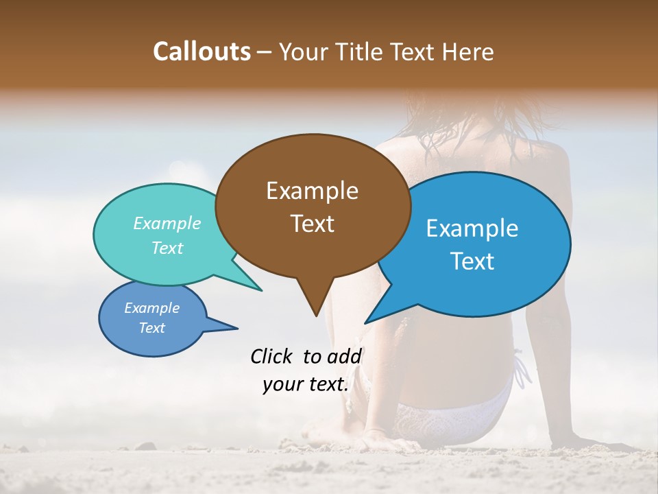 A Woman In A Bikini Sitting On The Beach PowerPoint Template