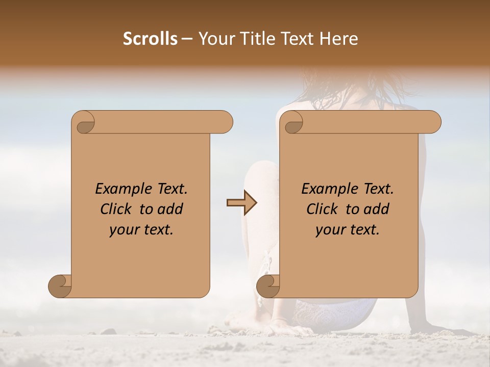 A Woman In A Bikini Sitting On The Beach PowerPoint Template