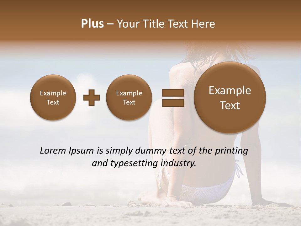 A Woman In A Bikini Sitting On The Beach PowerPoint Template