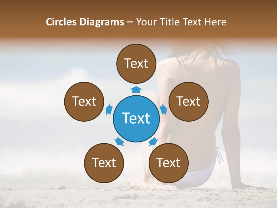 A Woman In A Bikini Sitting On The Beach PowerPoint Template