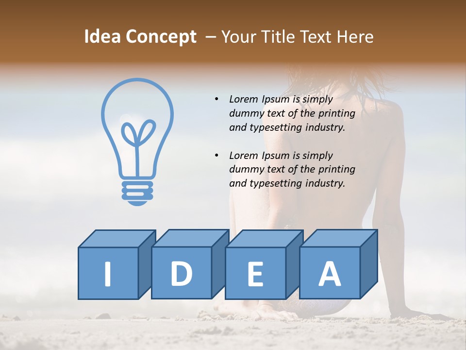 A Woman In A Bikini Sitting On The Beach PowerPoint Template