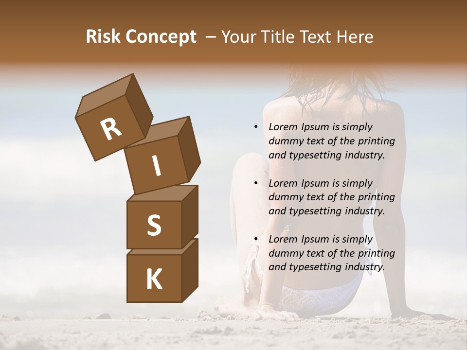 A Woman In A Bikini Sitting On The Beach PowerPoint Template