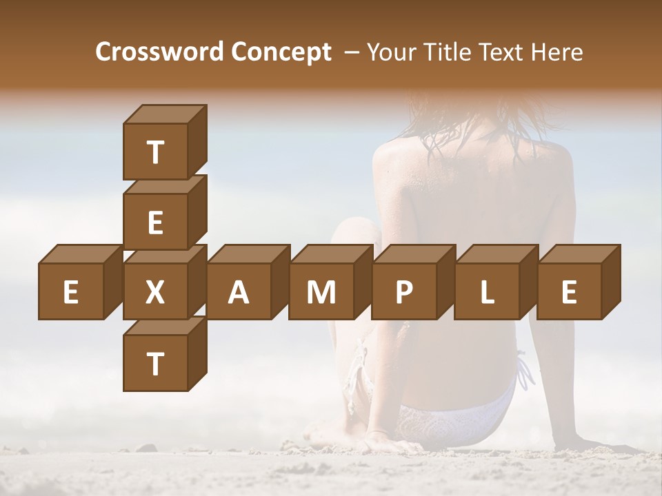 A Woman In A Bikini Sitting On The Beach PowerPoint Template