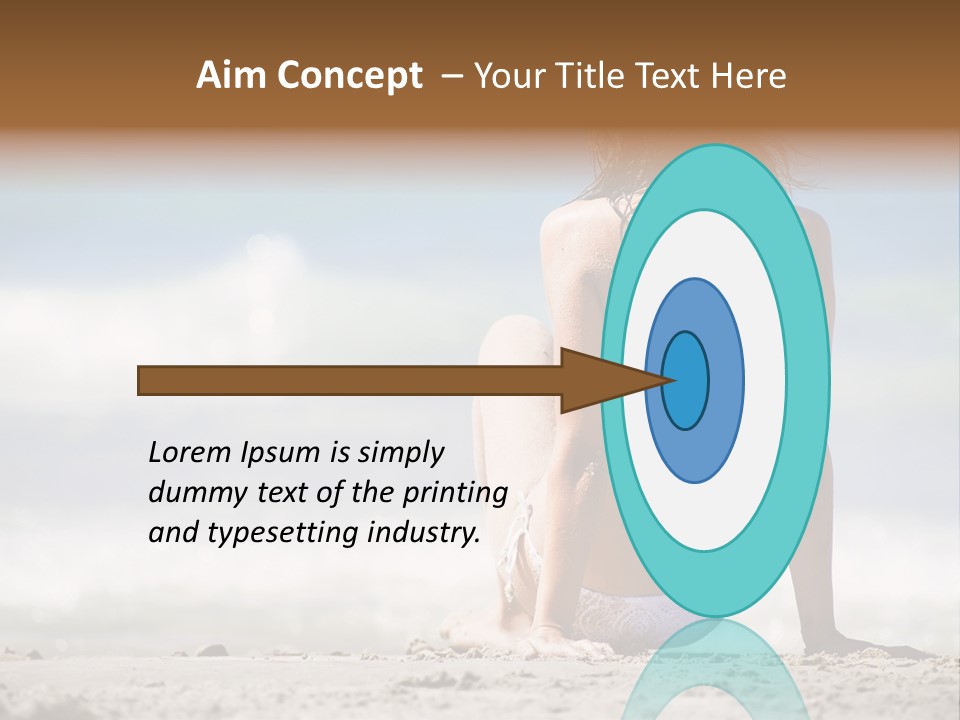 A Woman In A Bikini Sitting On The Beach PowerPoint Template