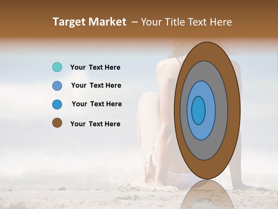 A Woman In A Bikini Sitting On The Beach PowerPoint Template