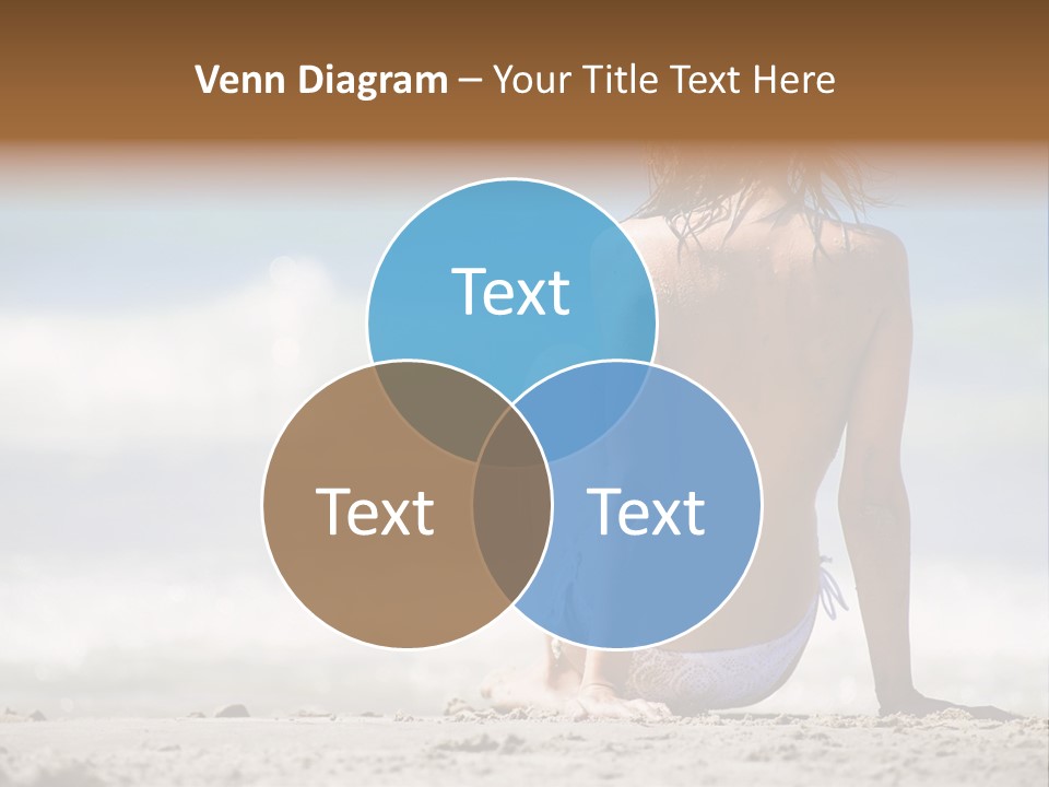 A Woman In A Bikini Sitting On The Beach PowerPoint Template