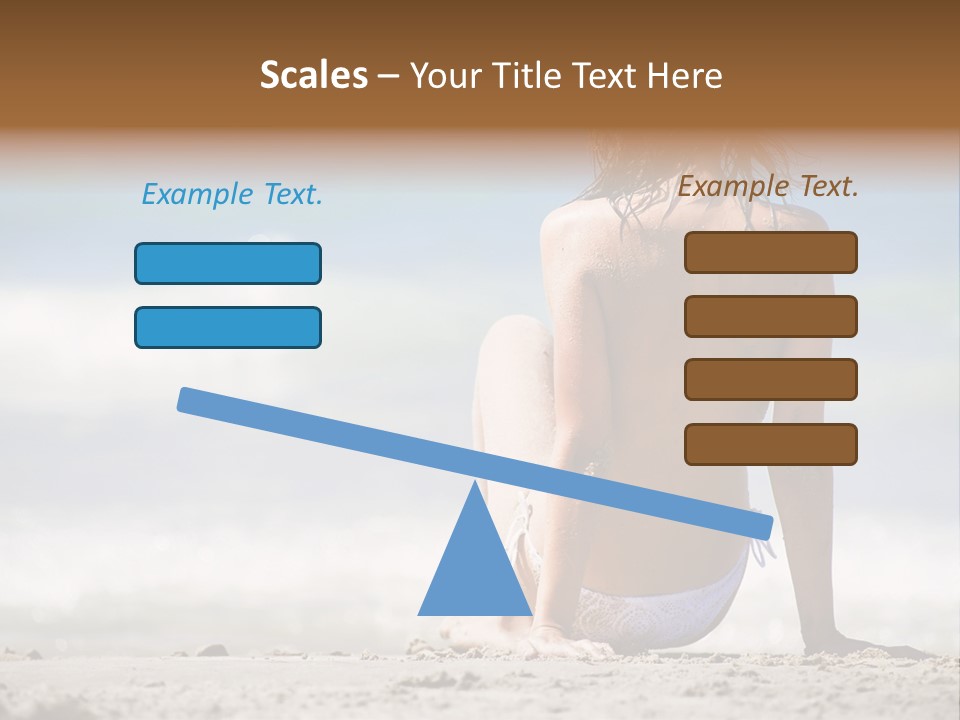A Woman In A Bikini Sitting On The Beach PowerPoint Template