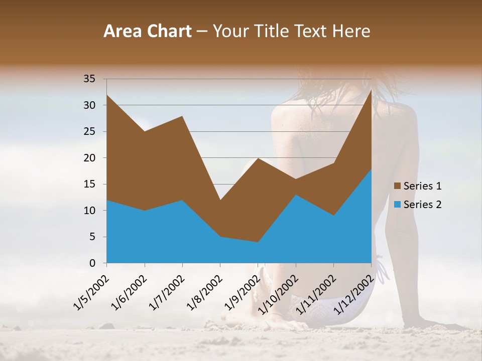 A Woman In A Bikini Sitting On The Beach PowerPoint Template