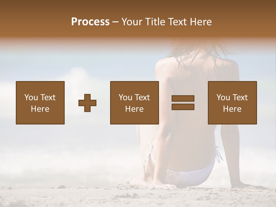 A Woman In A Bikini Sitting On The Beach PowerPoint Template