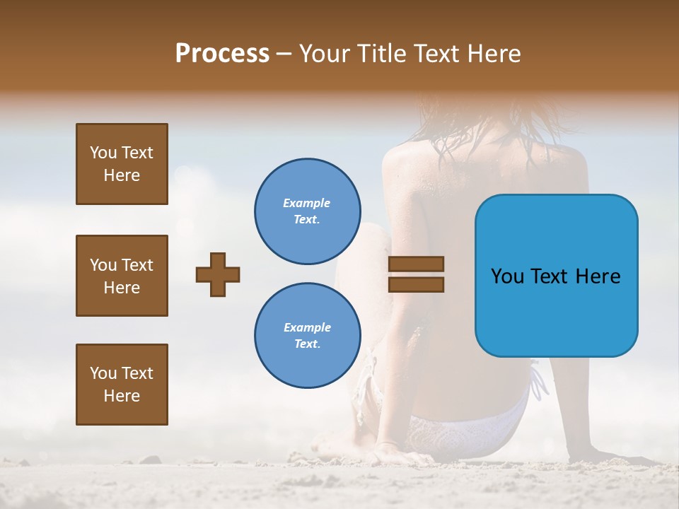 A Woman In A Bikini Sitting On The Beach PowerPoint Template