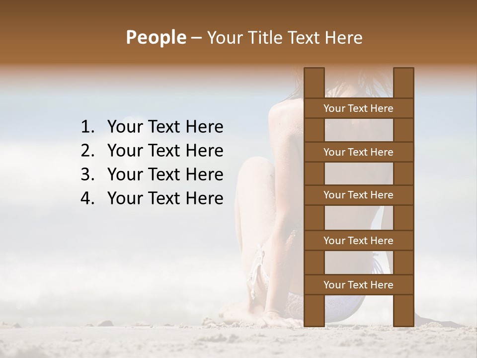 A Woman In A Bikini Sitting On The Beach PowerPoint Template