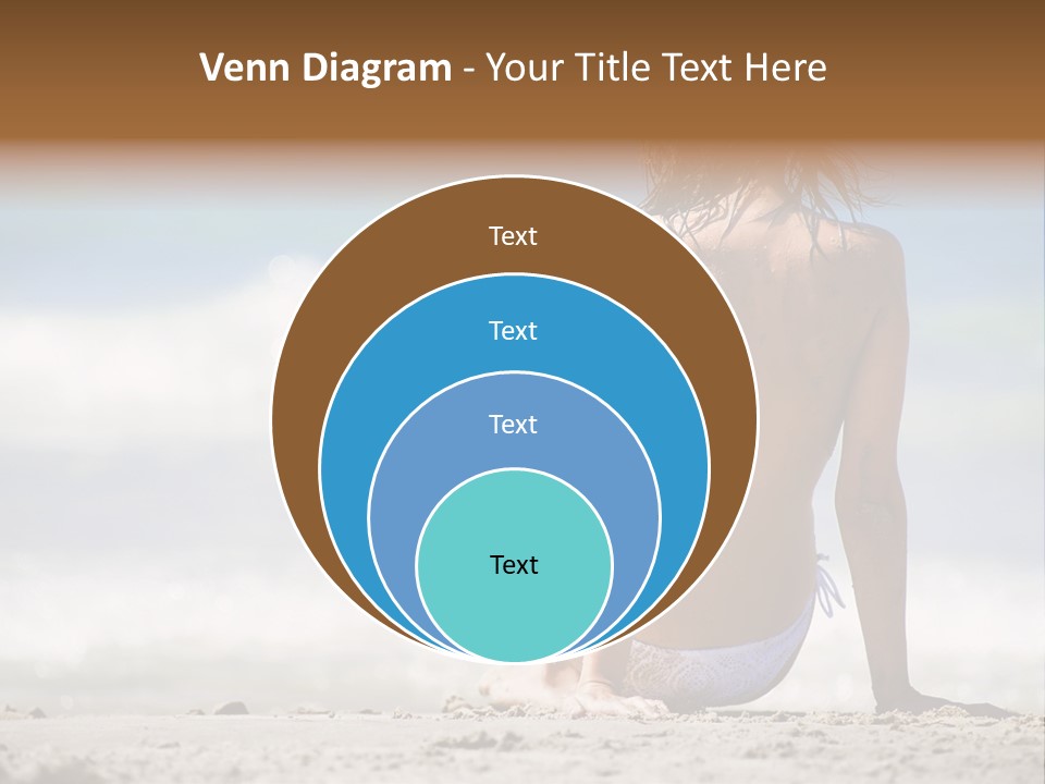 A Woman In A Bikini Sitting On The Beach PowerPoint Template