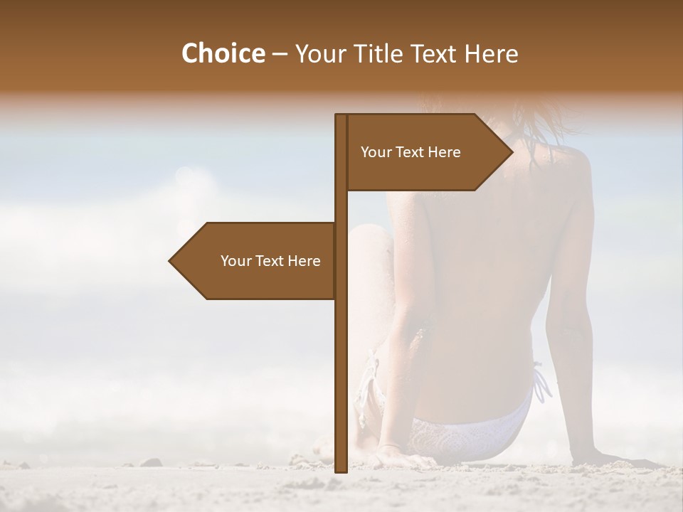 A Woman In A Bikini Sitting On The Beach PowerPoint Template