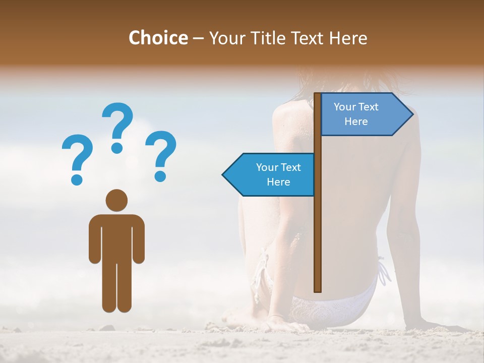 A Woman In A Bikini Sitting On The Beach PowerPoint Template
