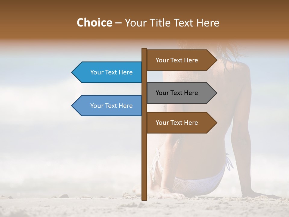 A Woman In A Bikini Sitting On The Beach PowerPoint Template