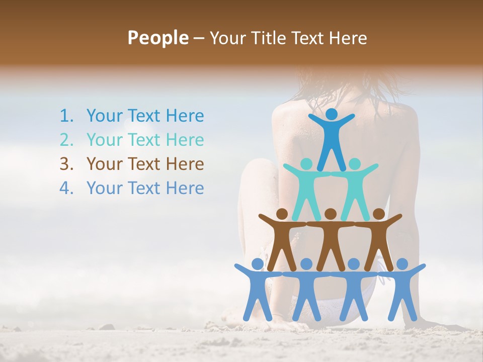 A Woman In A Bikini Sitting On The Beach PowerPoint Template