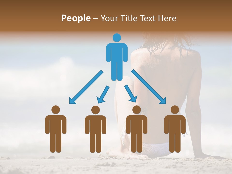 A Woman In A Bikini Sitting On The Beach PowerPoint Template